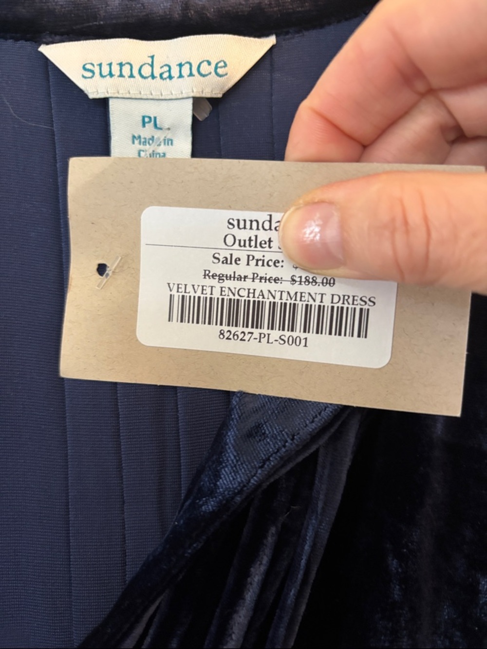 NWT! Sundance Velvet Pleated V-Neck Dress- Navy Blue Orig $188 - Picture 7 of 7